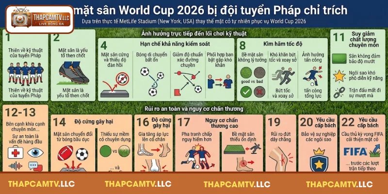 Lý do mặt sân World Cup 2026 bị đội tuyển Pháp chỉ trích